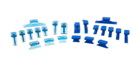 410-8Vpdc-E:  Keco Dead Center Variety Pack Ice & Blue Straight Curved Crease Glue Tabs
