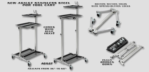 A61Lgt: Ultra Lightweight Stainless Pdr Tool Cart W/glue Tray Hood Racks And Carts