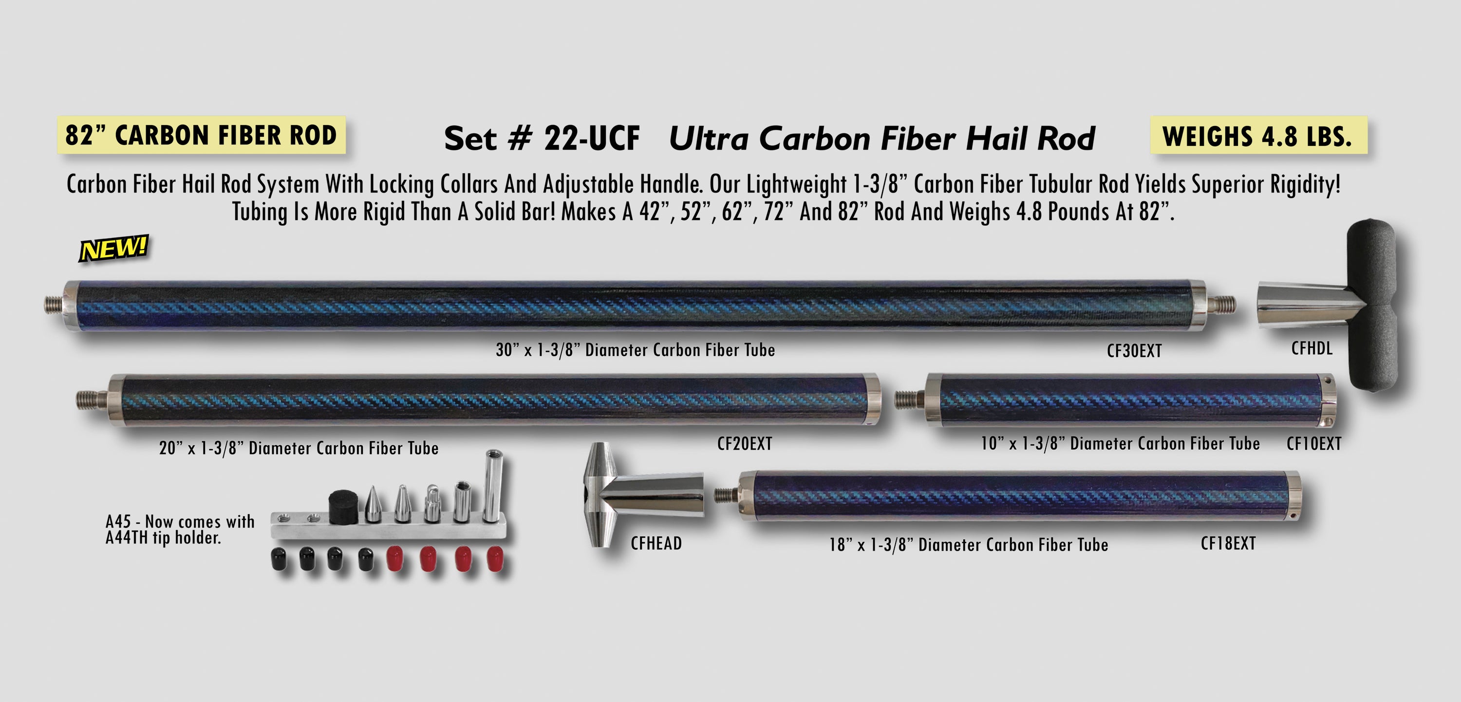 Halifix Rods Set #22-UCF : Ultra Carbon Fiber Hail Rod